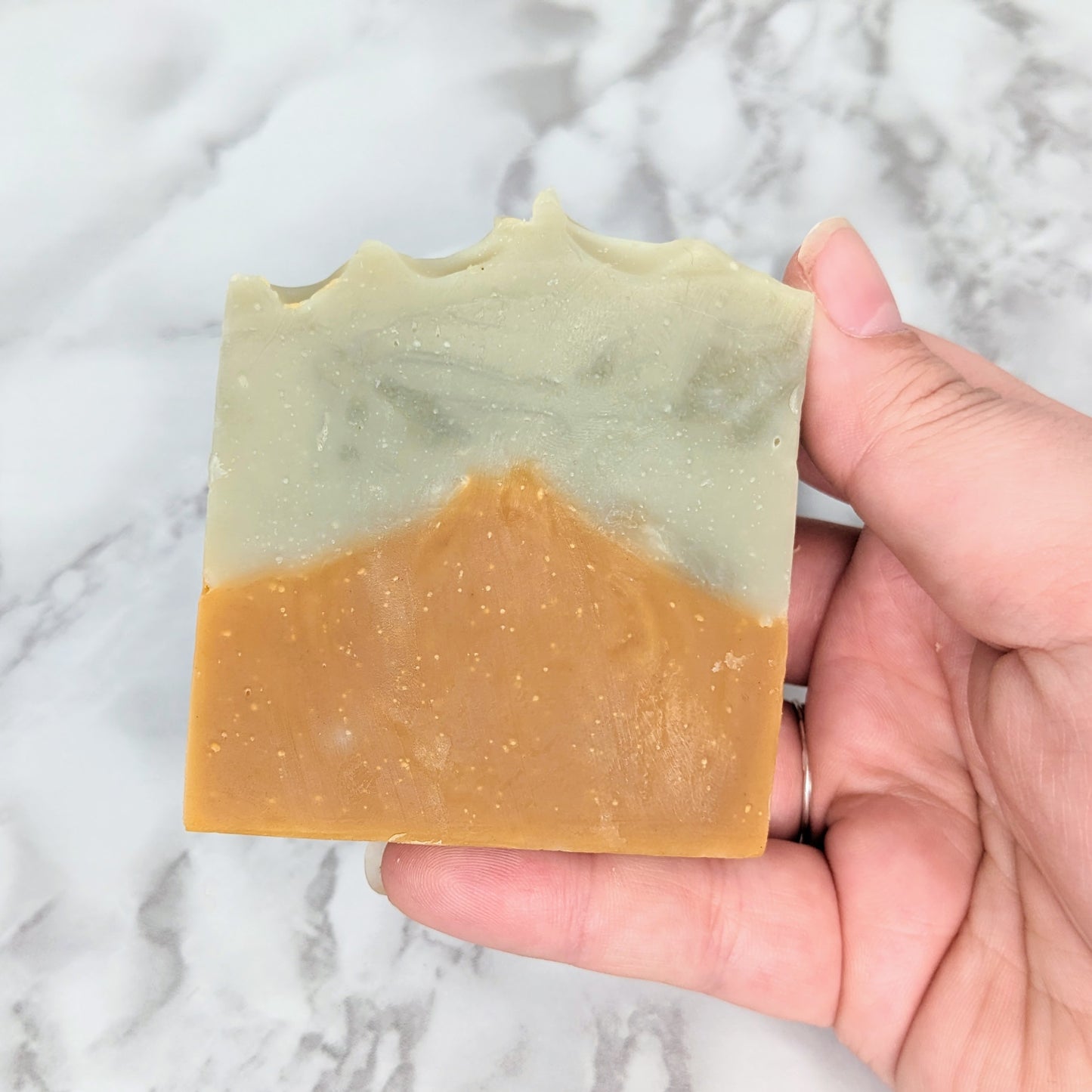 pine forest soap in hand