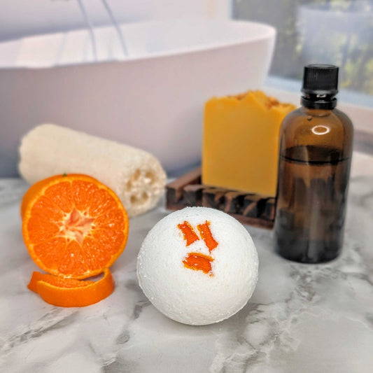 bath bomb with orange essential oil
