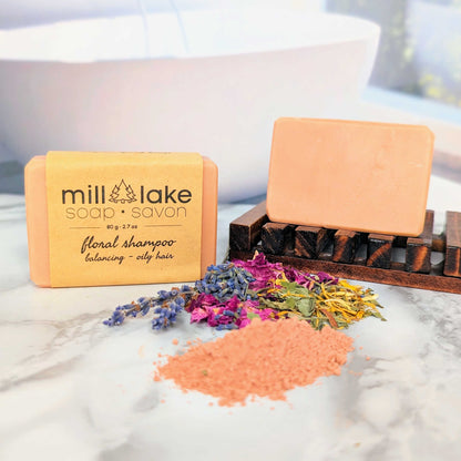 all natural handmade floral shampoo bar for oily hair