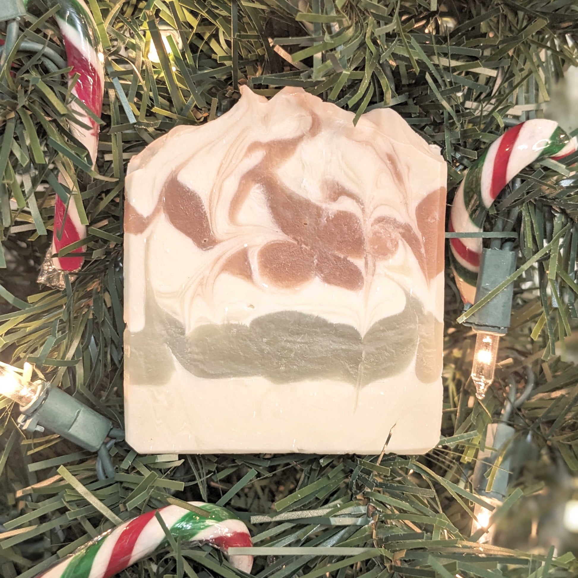 candy cane soap on holiday tree