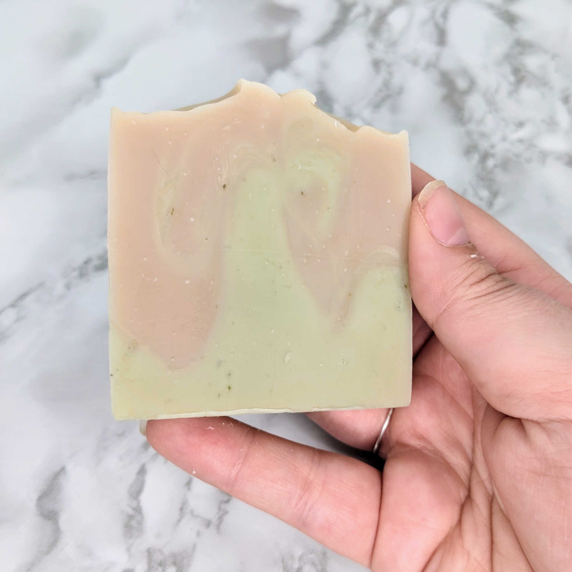 lavender and eucalyptus soap in hand