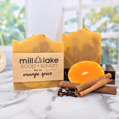 orange spice soap on counter