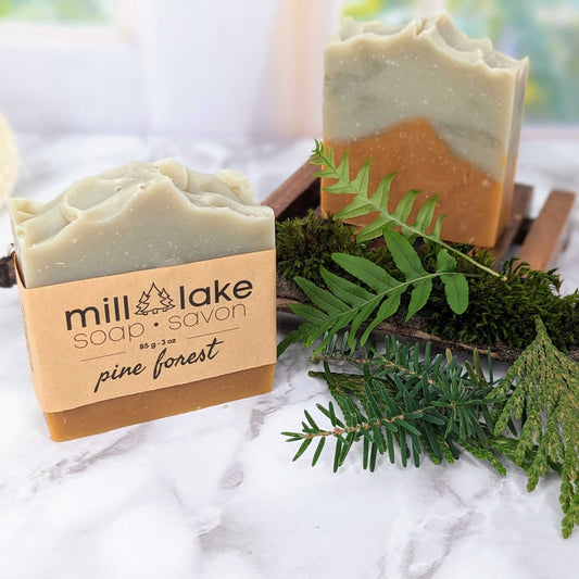 pine forest soap on counter