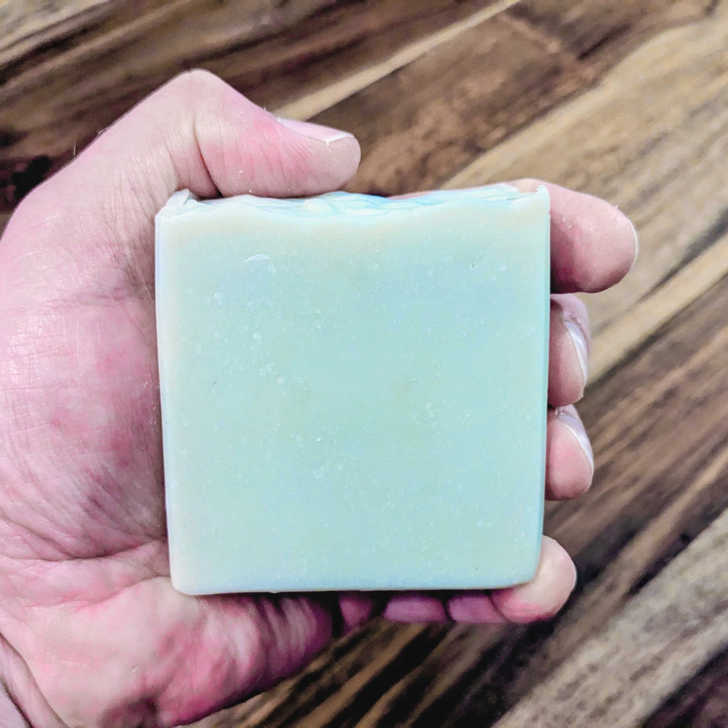 spearmint gum soap in hand